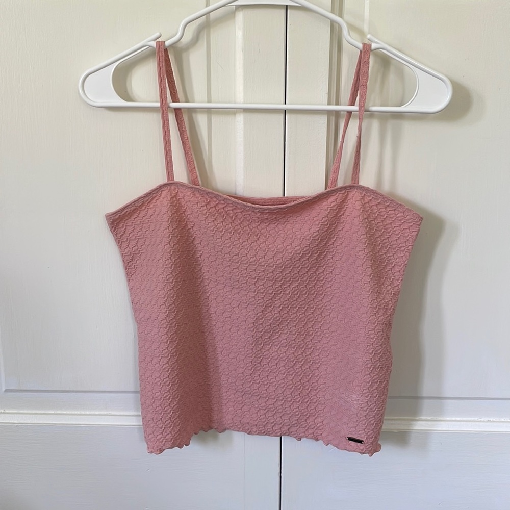Pink Square Neck Crop Tank